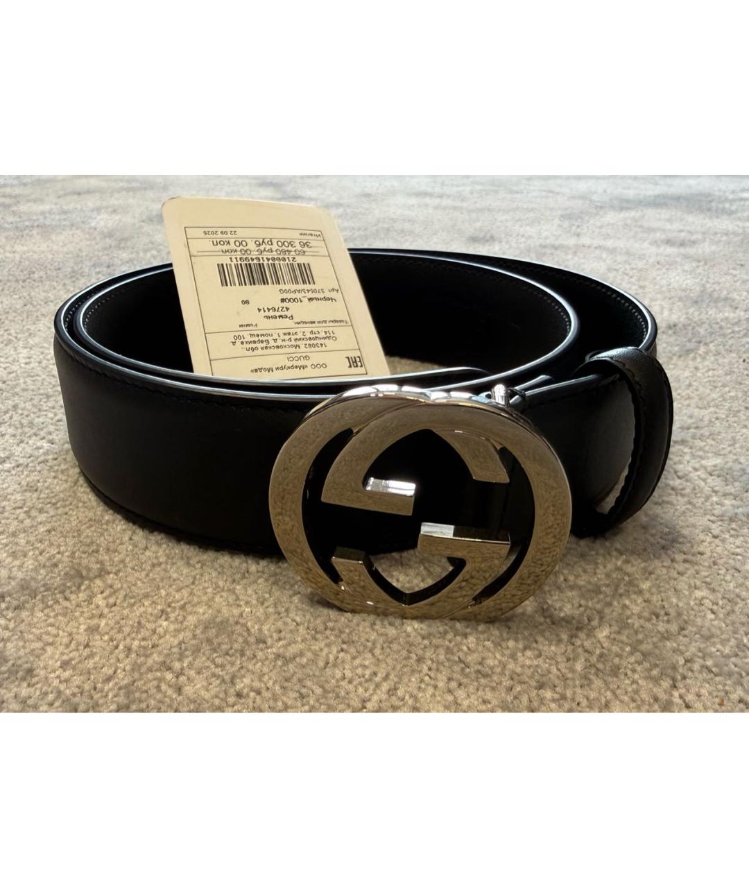 GUCCI Черный кожаный ремень, фото 6