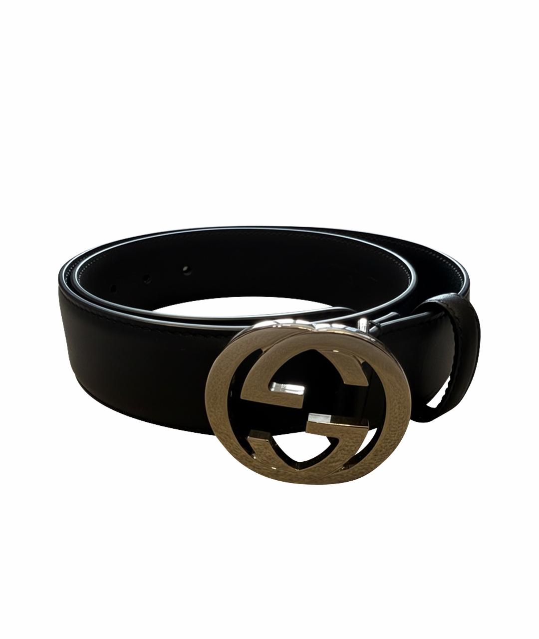 GUCCI Черный кожаный ремень, фото 1