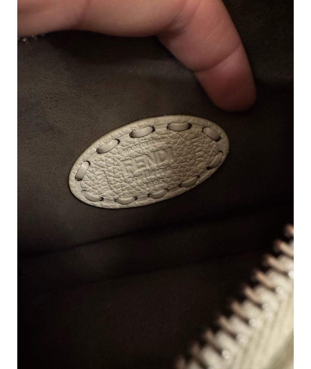 FENDI Бежевая кожаная сумка через плечо, фото 8