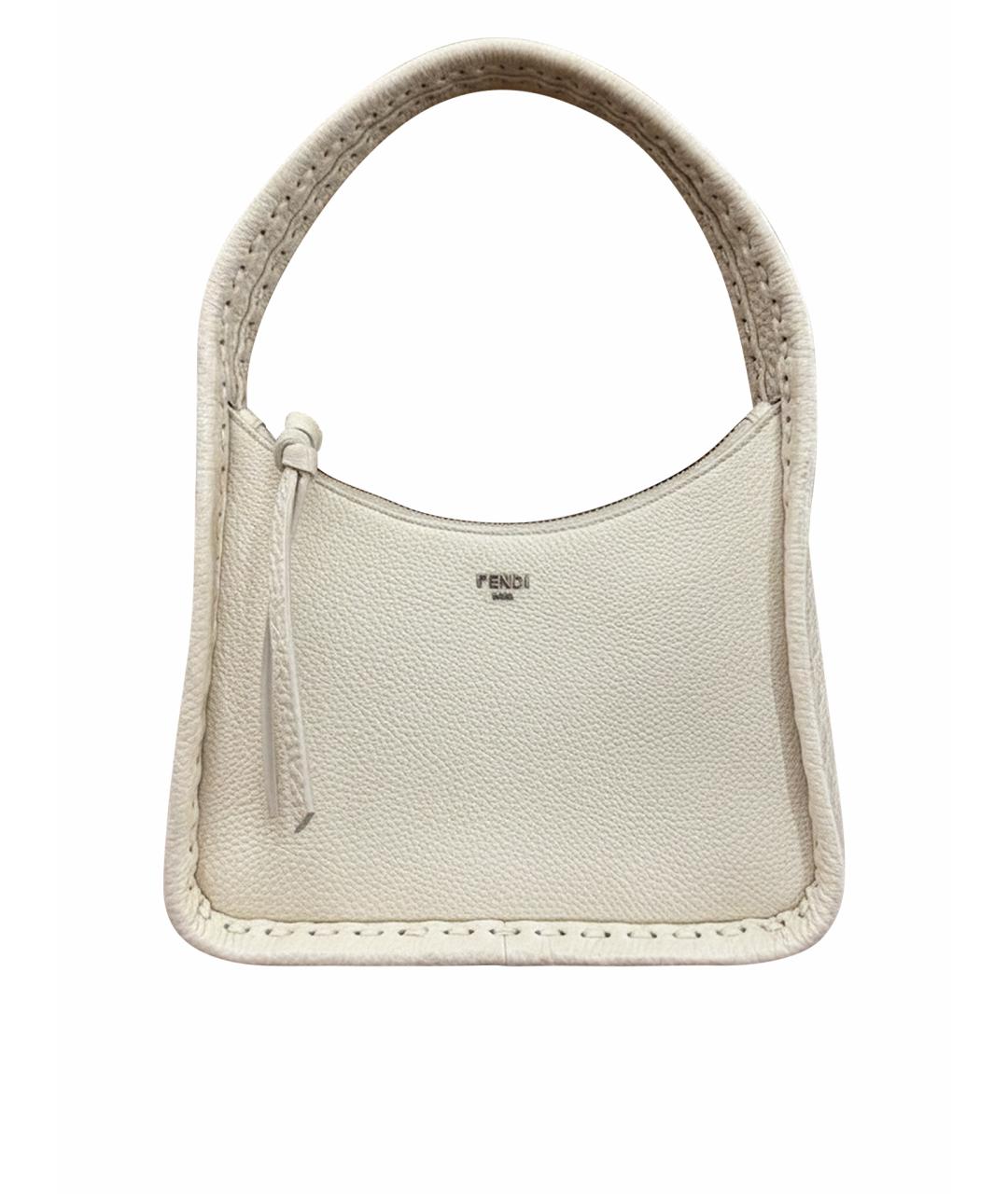 FENDI Бежевая кожаная сумка через плечо, фото 1