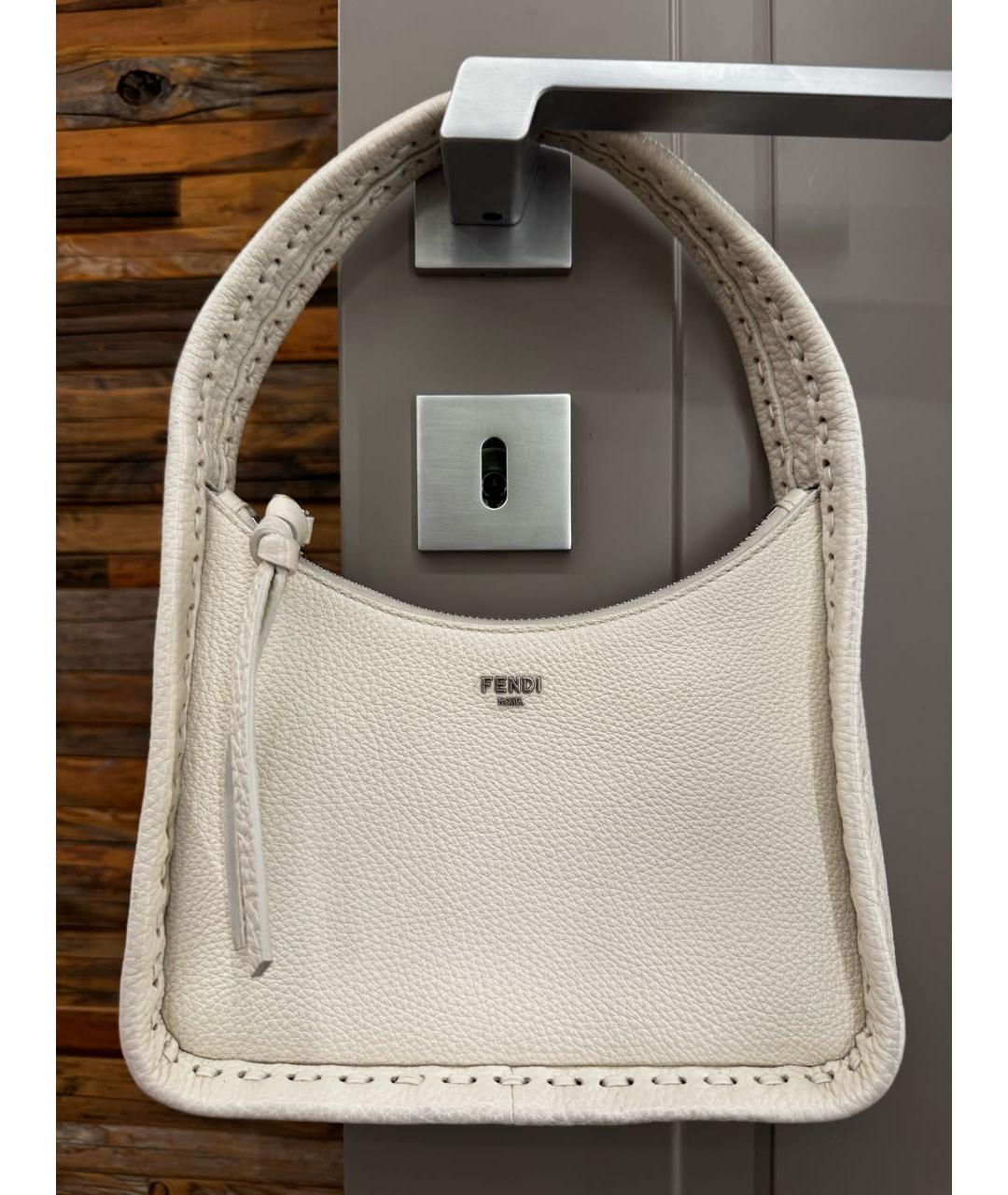 FENDI Бежевая кожаная сумка через плечо, фото 9