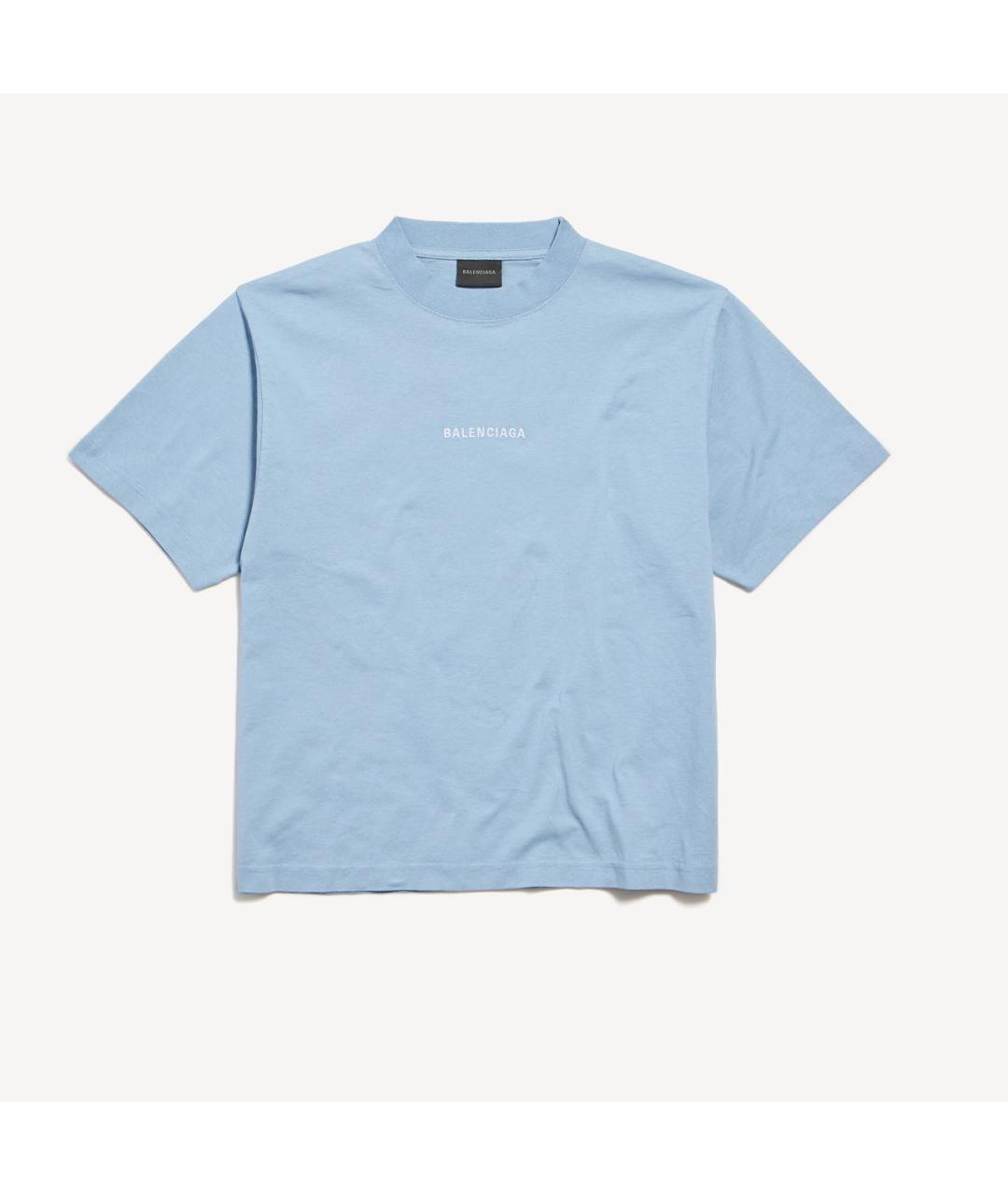 BALENCIAGA Голубая хлопковая футболка, фото 9