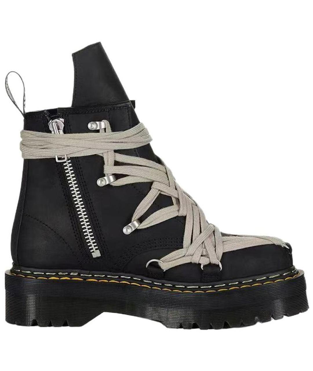 RICK OWENS Черные кожаные ботинки, фото 1