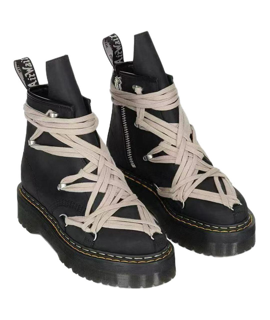 RICK OWENS Черные кожаные ботинки, фото 2