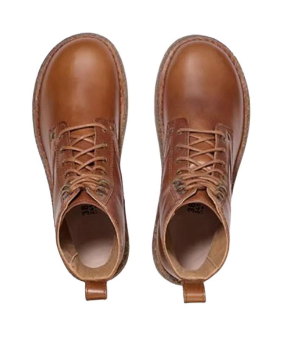 BIRKENSTOCK Коричневые кожаные низкие ботинки, фото 4