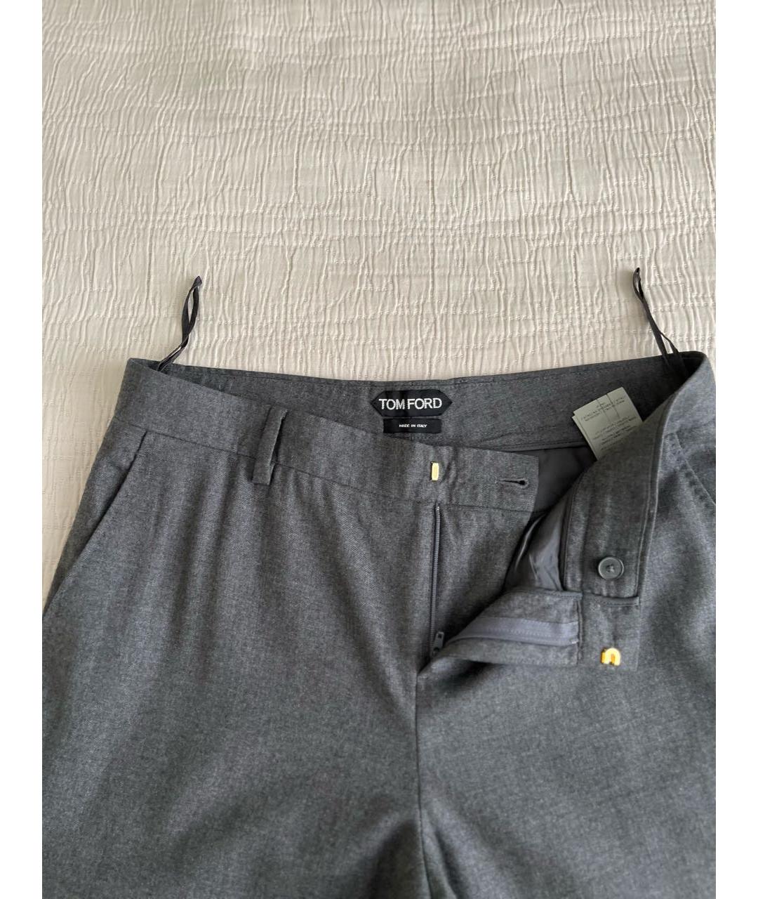 TOM FORD Серые шерстяные брюки узкие, фото 6