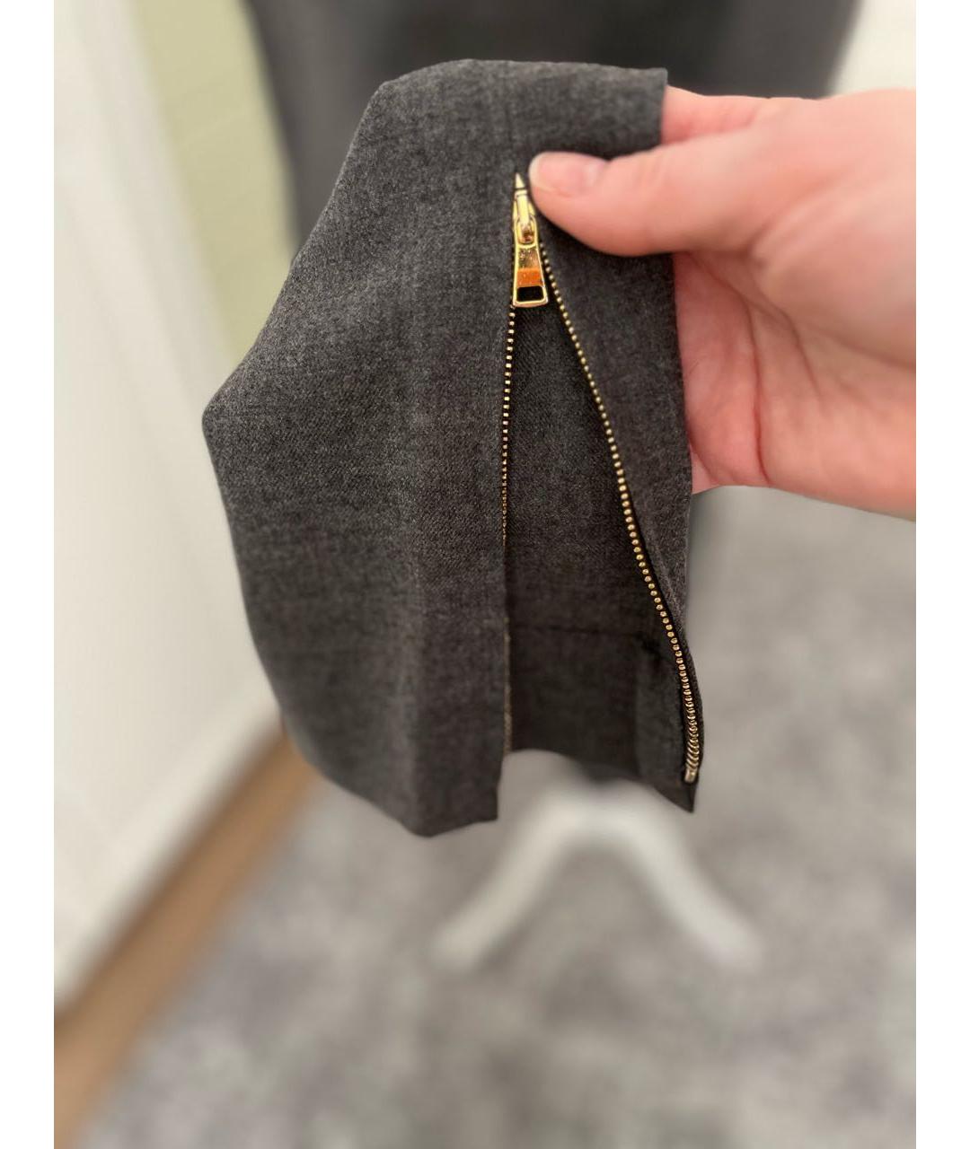 TOM FORD Серые шерстяные брюки узкие, фото 5