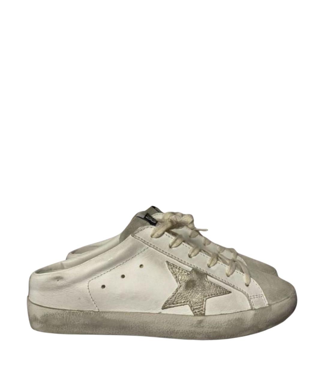 GOLDEN GOOSE DELUXE BRAND Бежевые кожаные мюли, фото 1