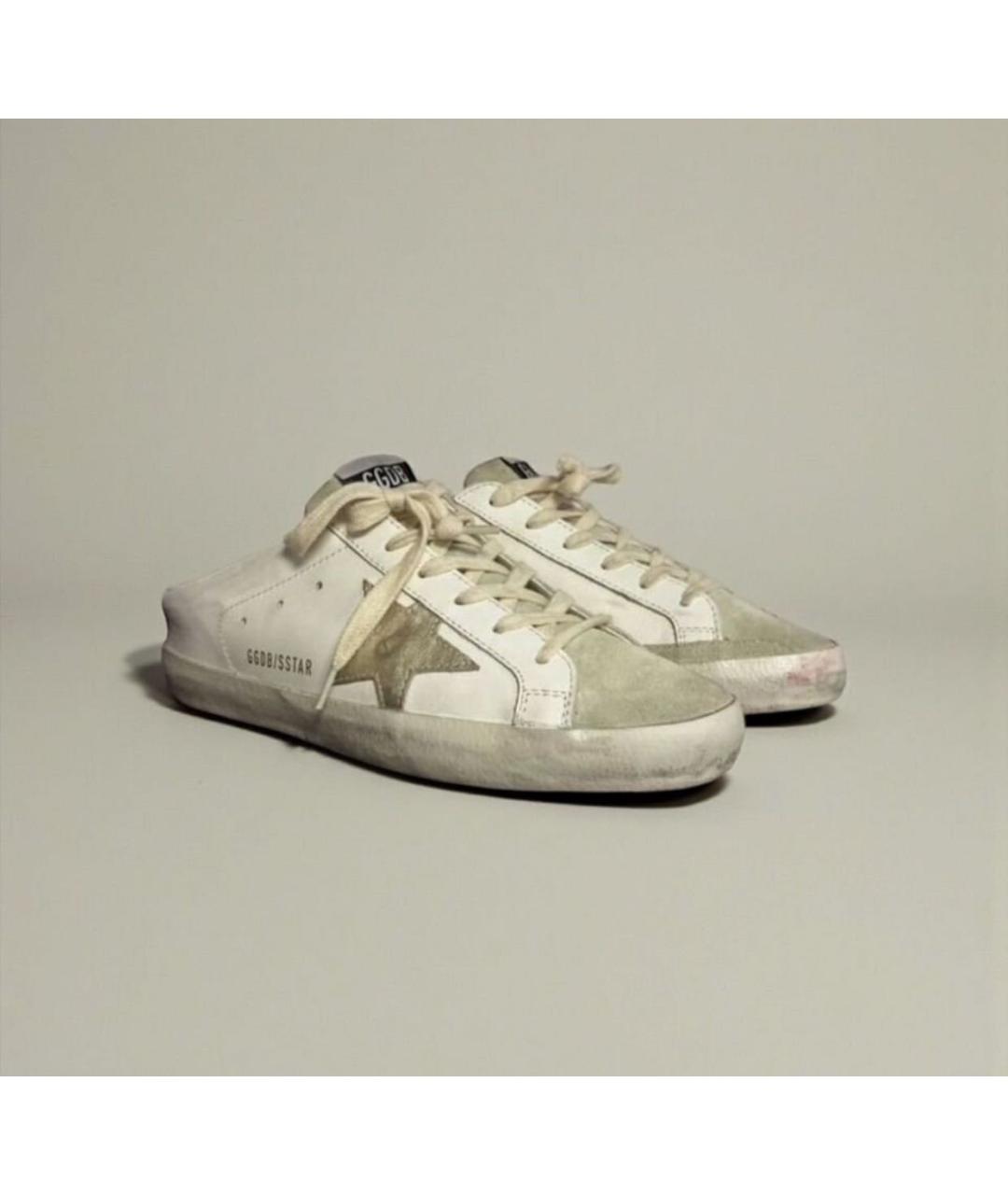 GOLDEN GOOSE DELUXE BRAND Бежевые кожаные мюли, фото 2