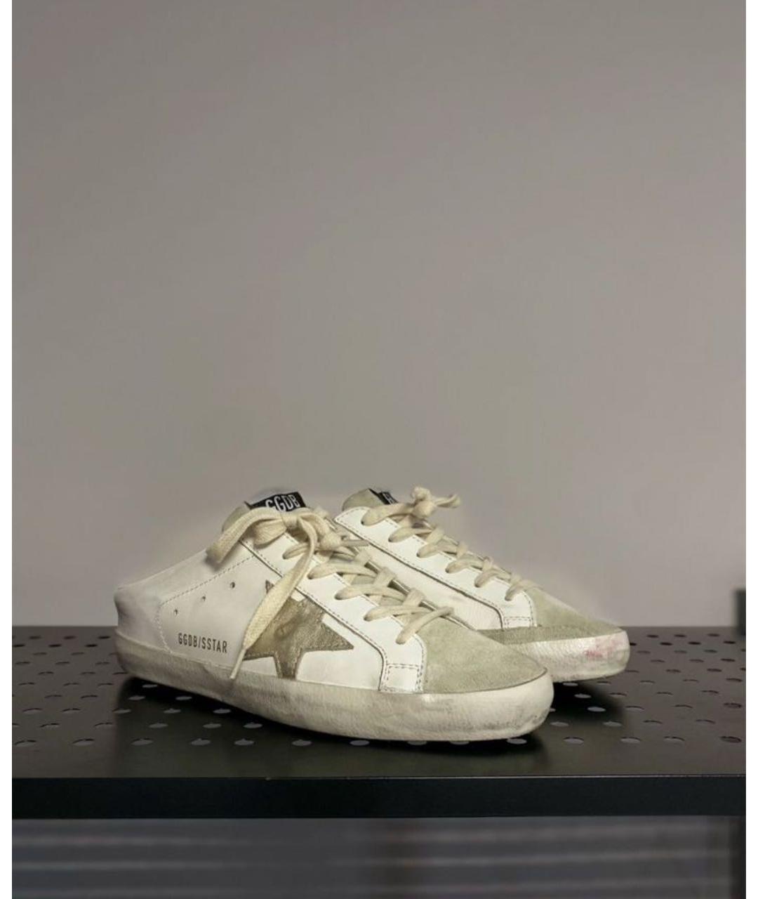 GOLDEN GOOSE DELUXE BRAND Бежевые кожаные мюли, фото 4