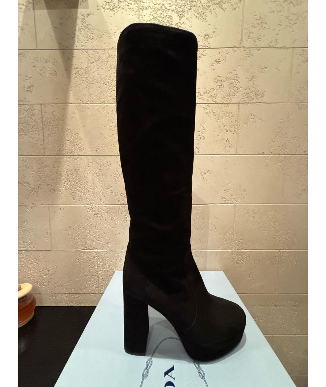 PRADA Черные замшевые сапоги, фото 8