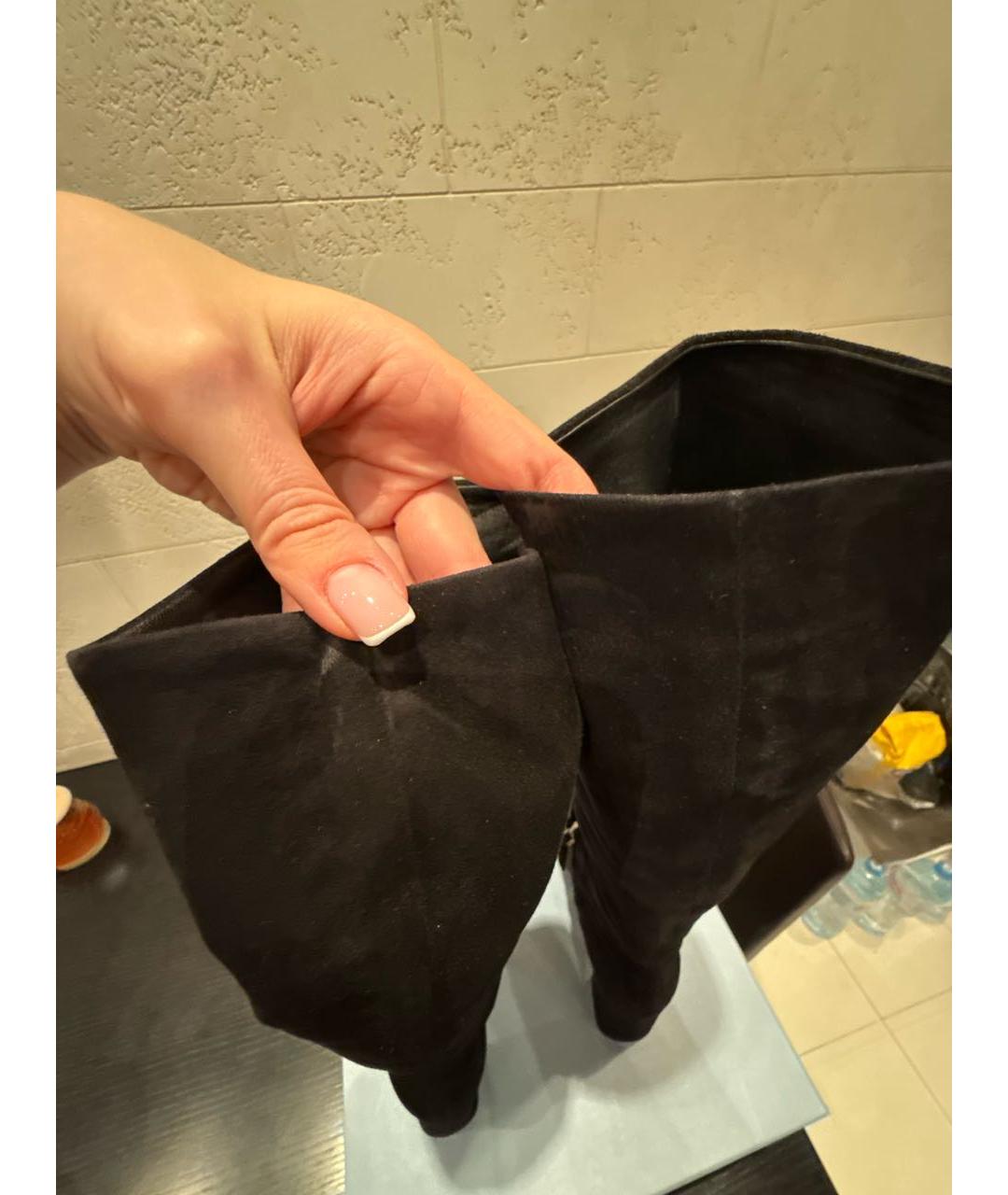PRADA Черные замшевые сапоги, фото 7