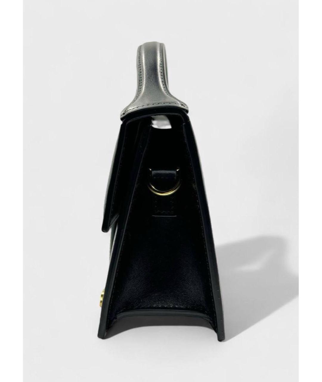 JACQUEMUS Черная кожаная сумка через плечо, фото 4