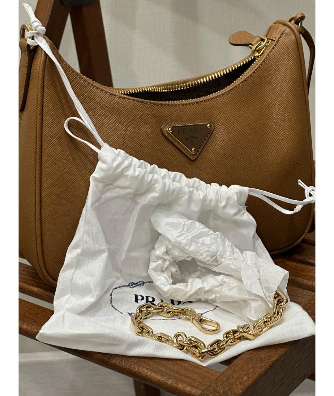 PRADA Коричневая кожаная сумка через плечо, фото 6