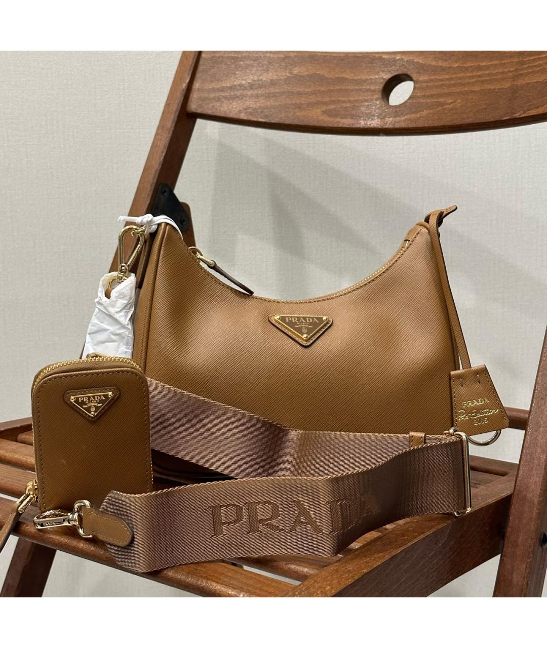 PRADA Коричневая кожаная сумка через плечо, фото 5