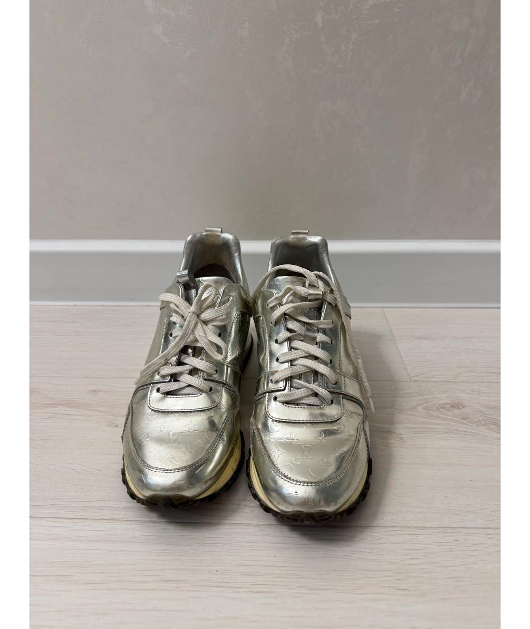 LOUIS VUITTON Серебряные кожаные кроссовки, фото 2