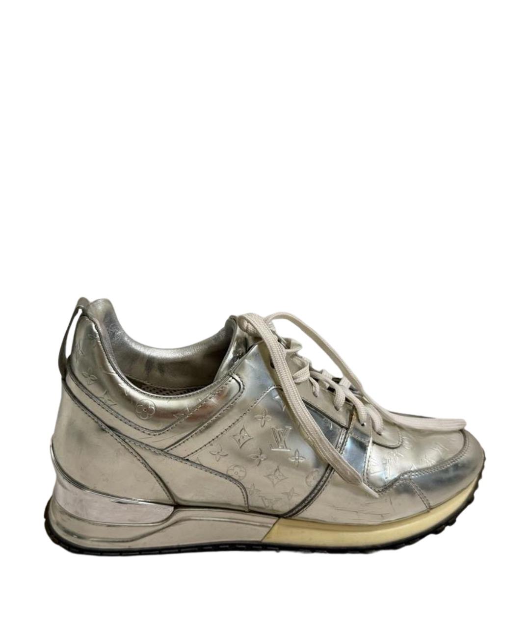 LOUIS VUITTON Серебряные кожаные кроссовки, фото 1