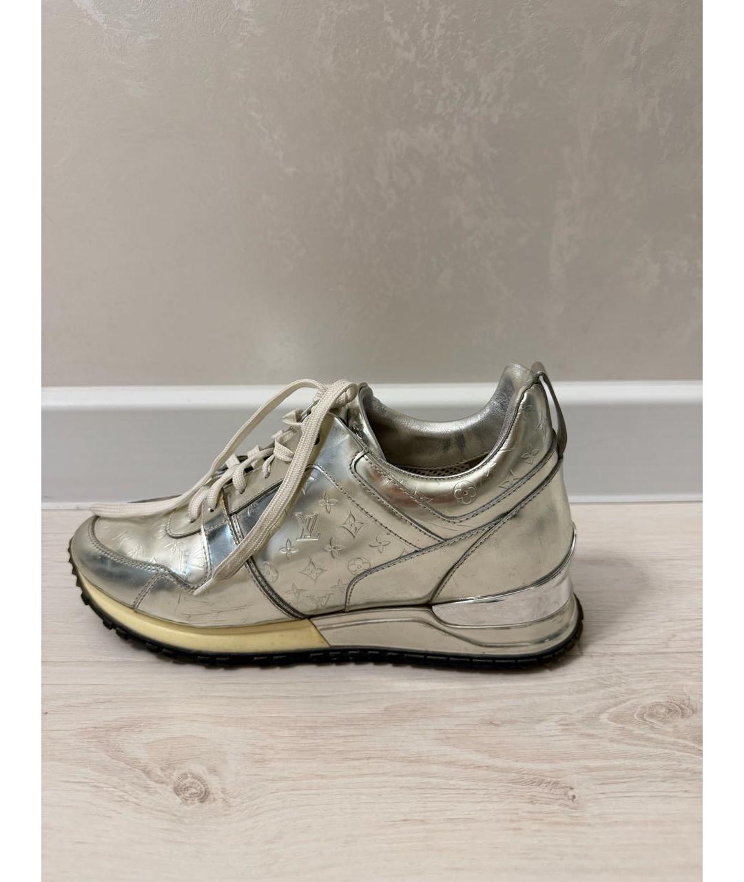 LOUIS VUITTON Серебряные кожаные кроссовки, фото 7