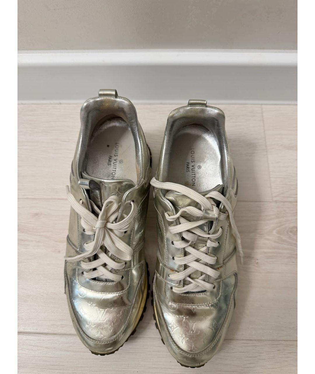 LOUIS VUITTON Серебряные кожаные кроссовки, фото 3
