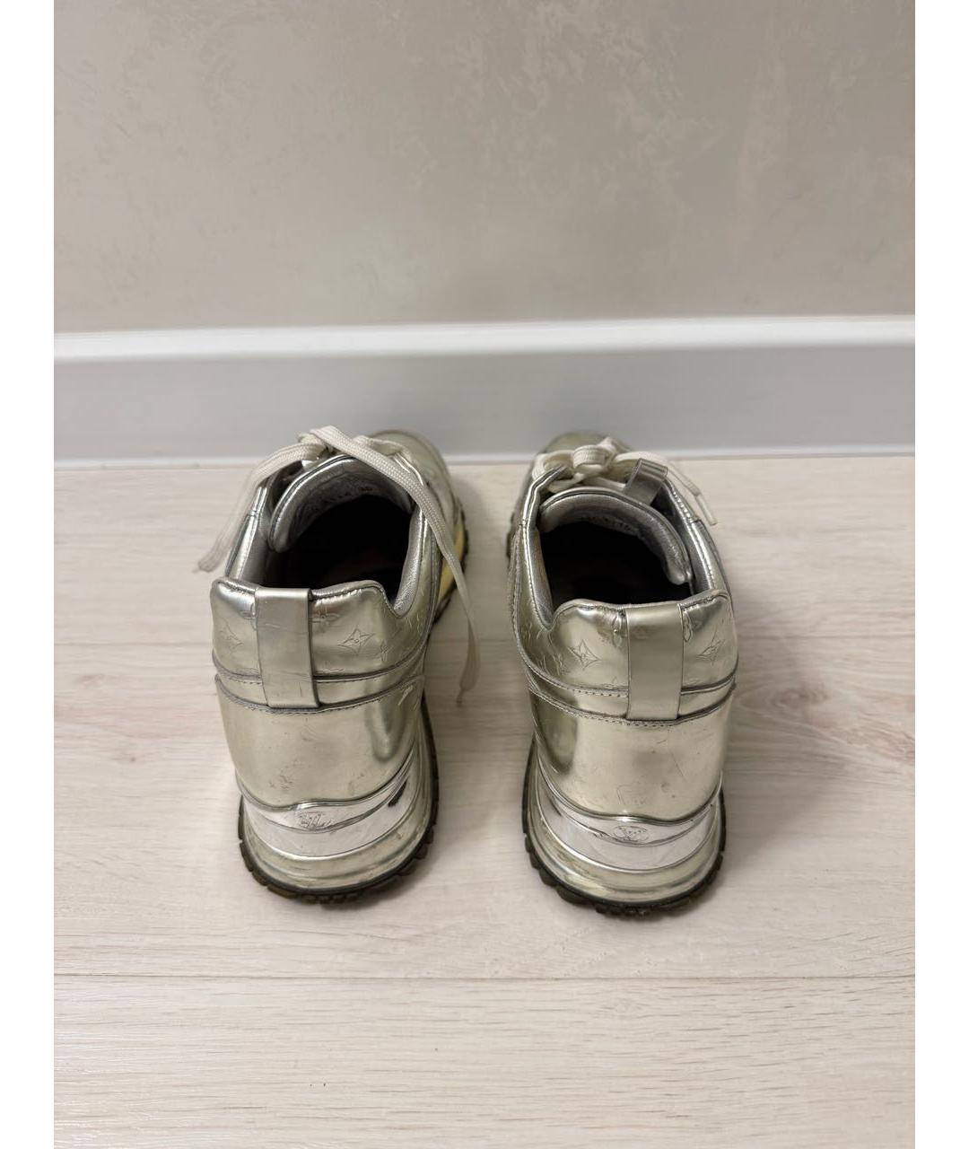 LOUIS VUITTON Серебряные кожаные кроссовки, фото 4