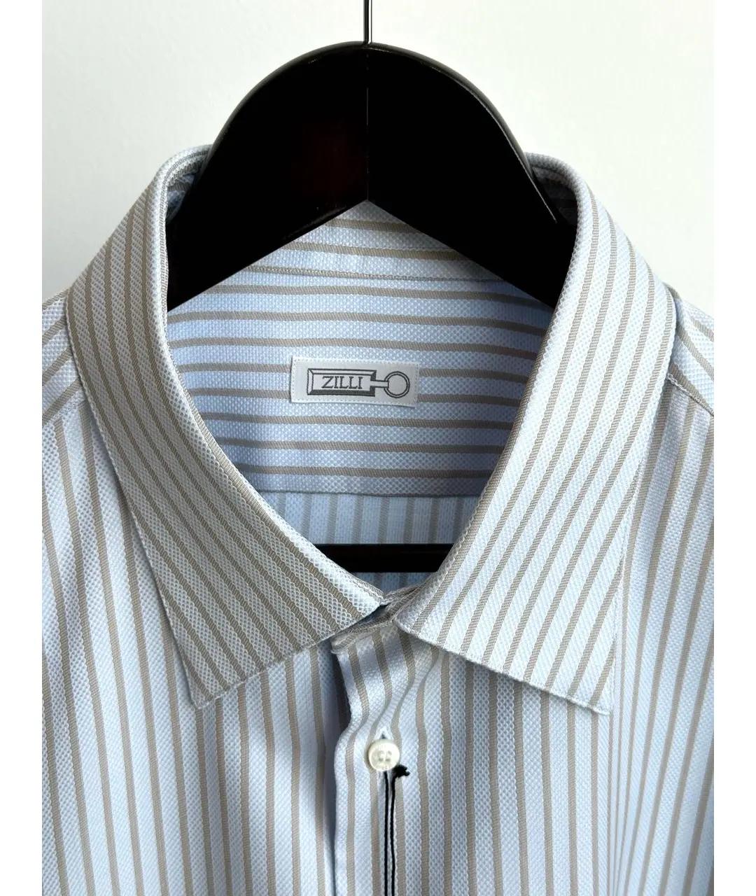 ZILLI Голубая хлопковая классическая рубашка, фото 3