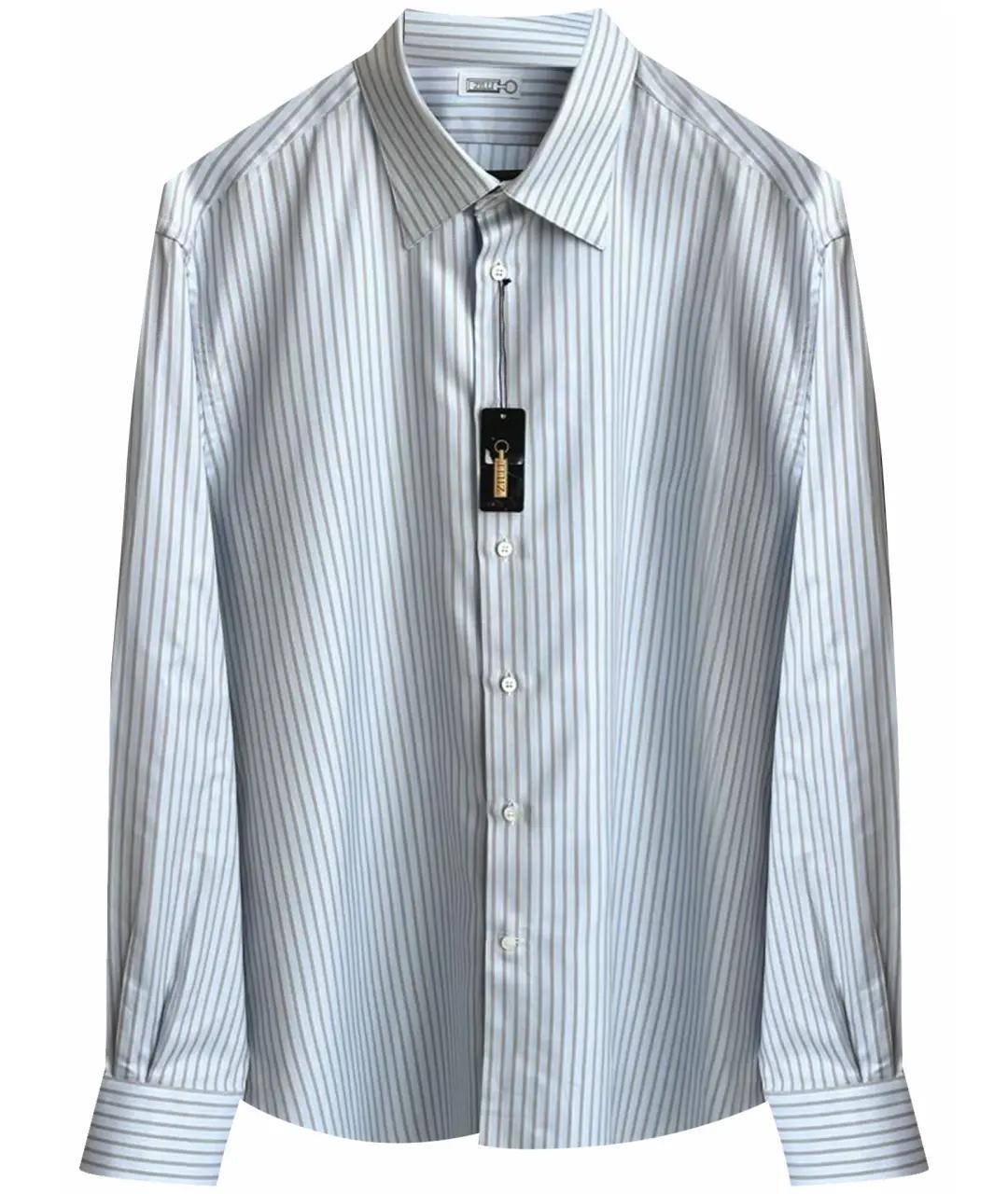 ZILLI Голубая хлопковая классическая рубашка, фото 8