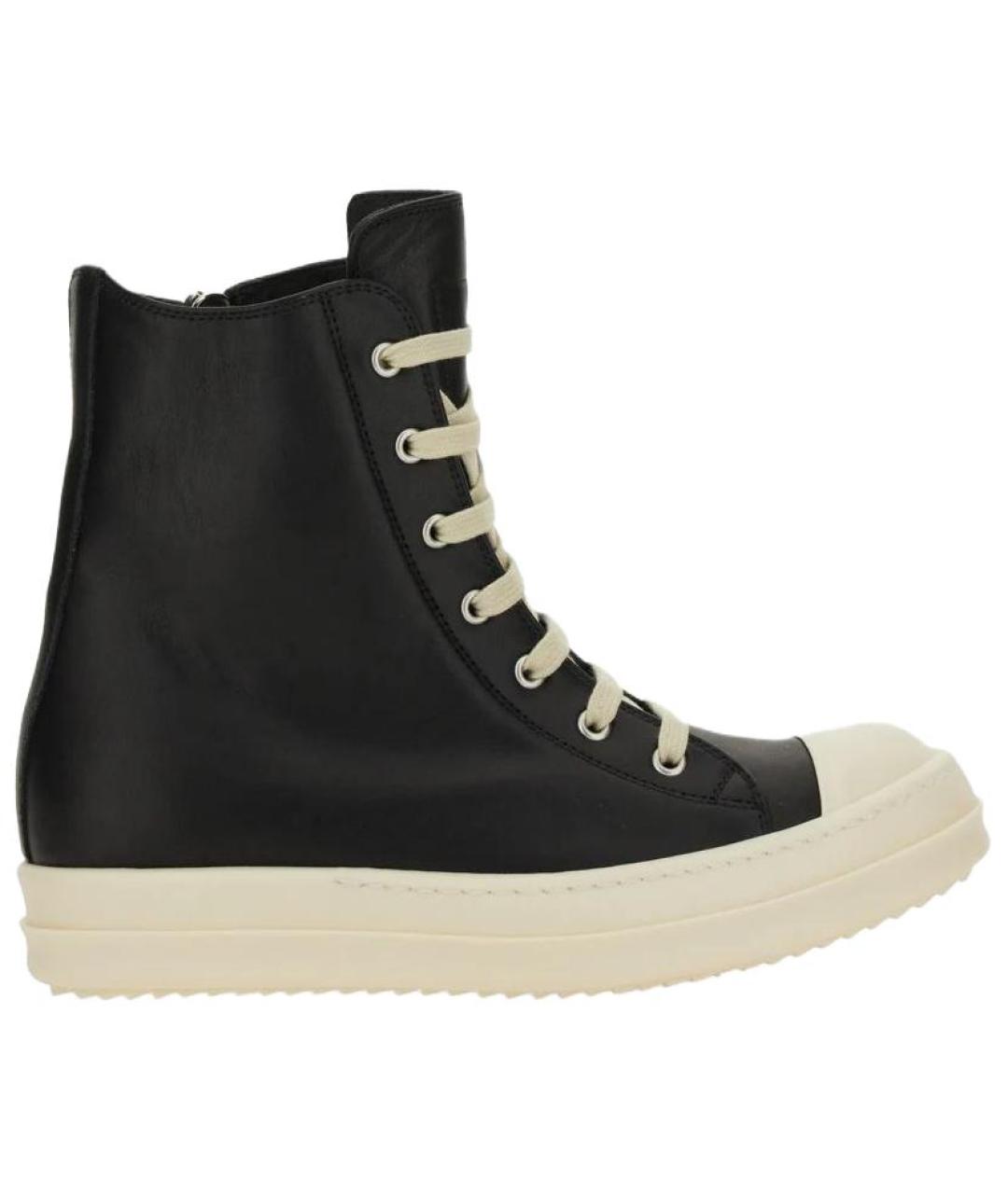 RICK OWENS Черные кожаные кеды, фото 1