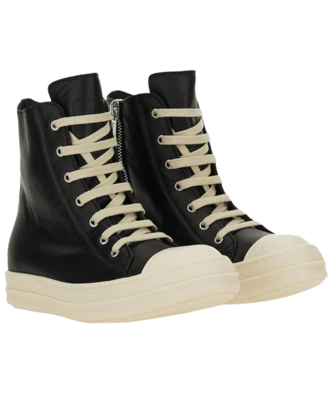 RICK OWENS Черные кожаные кеды, фото 3