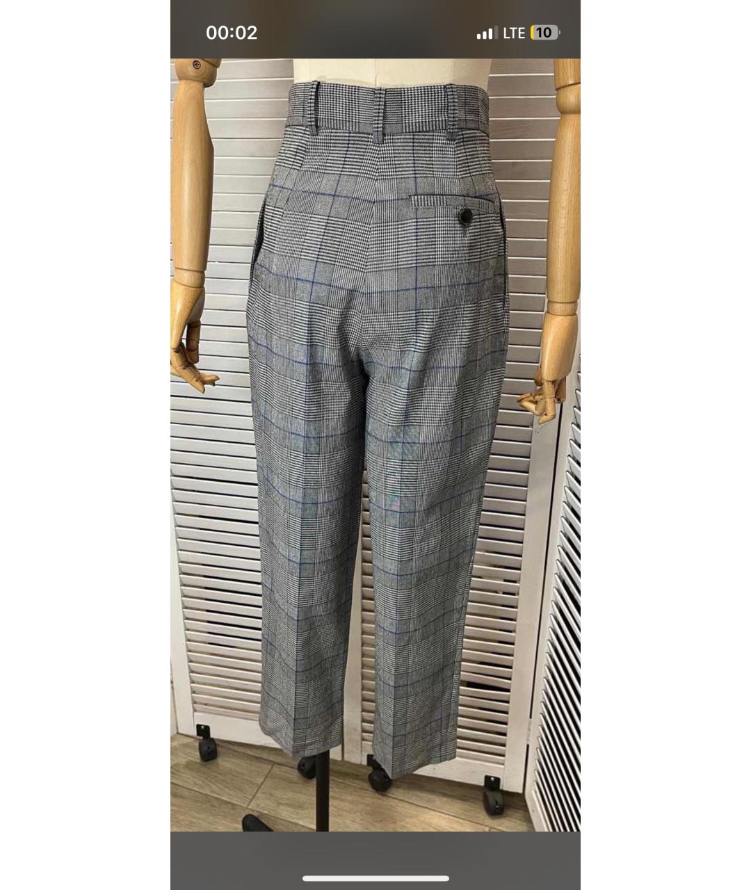 PATRIZIA PEPE Серые вискозные прямые брюки, фото 2