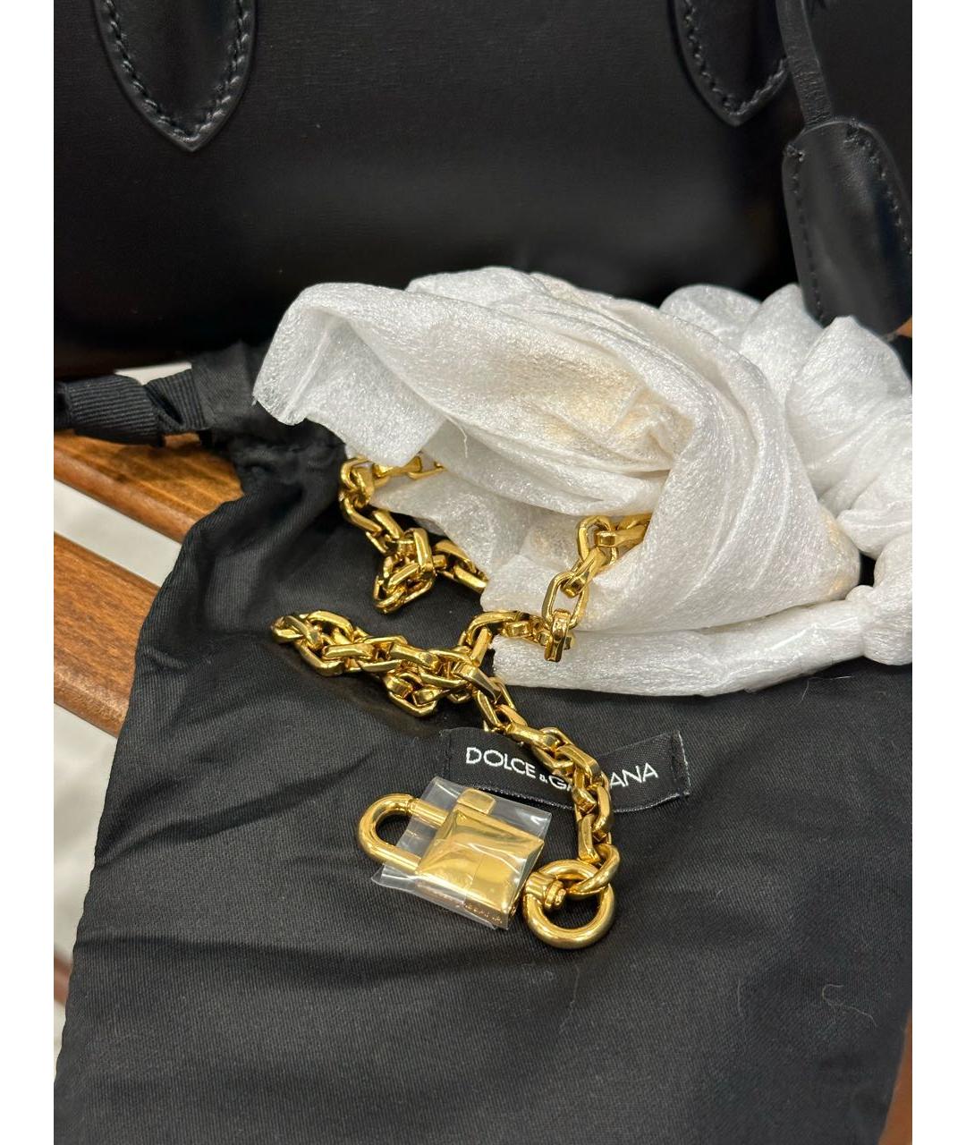 DOLCE&GABBANA Черная кожаная сумка тоут, фото 5