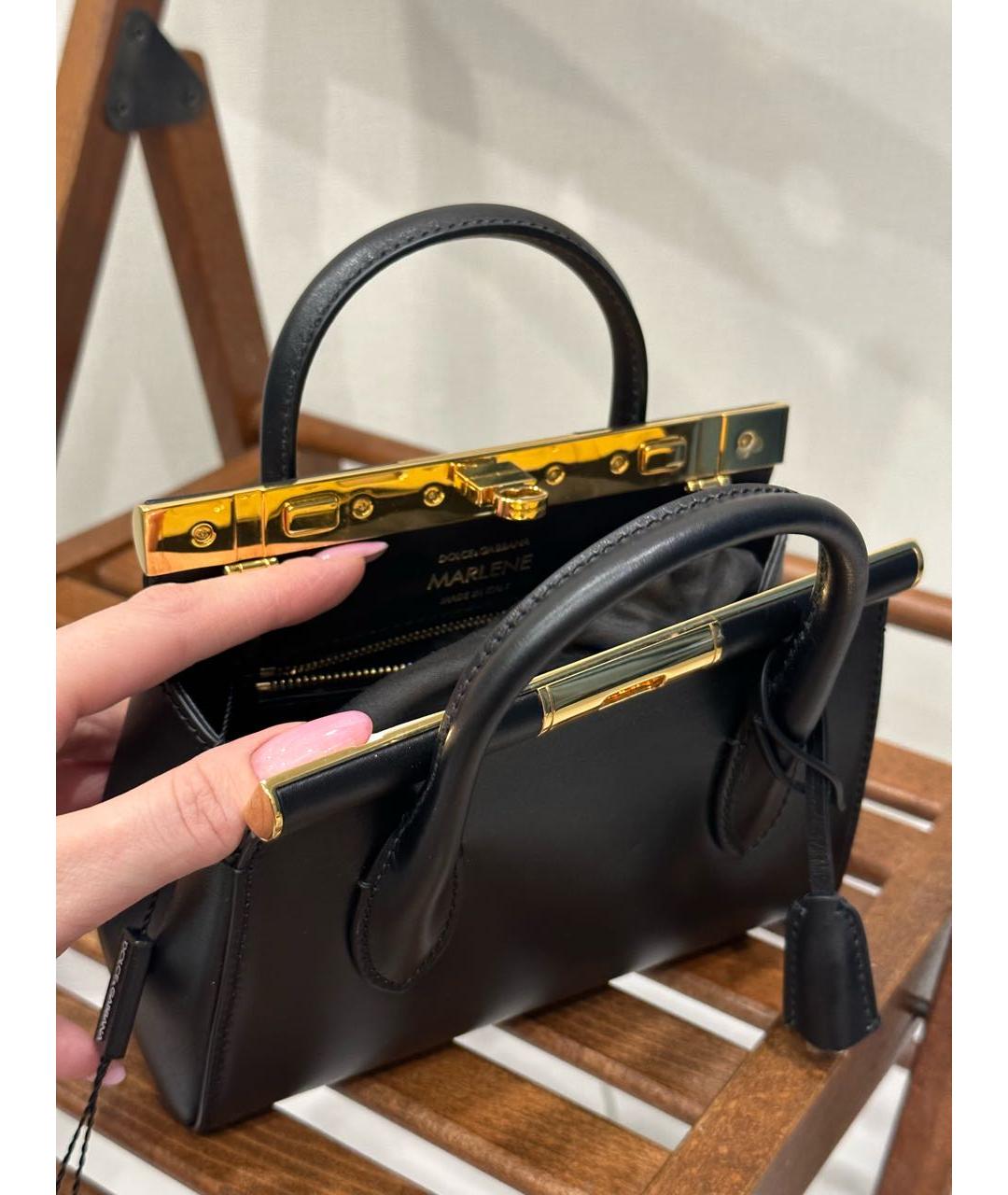DOLCE&GABBANA Черная кожаная сумка тоут, фото 4