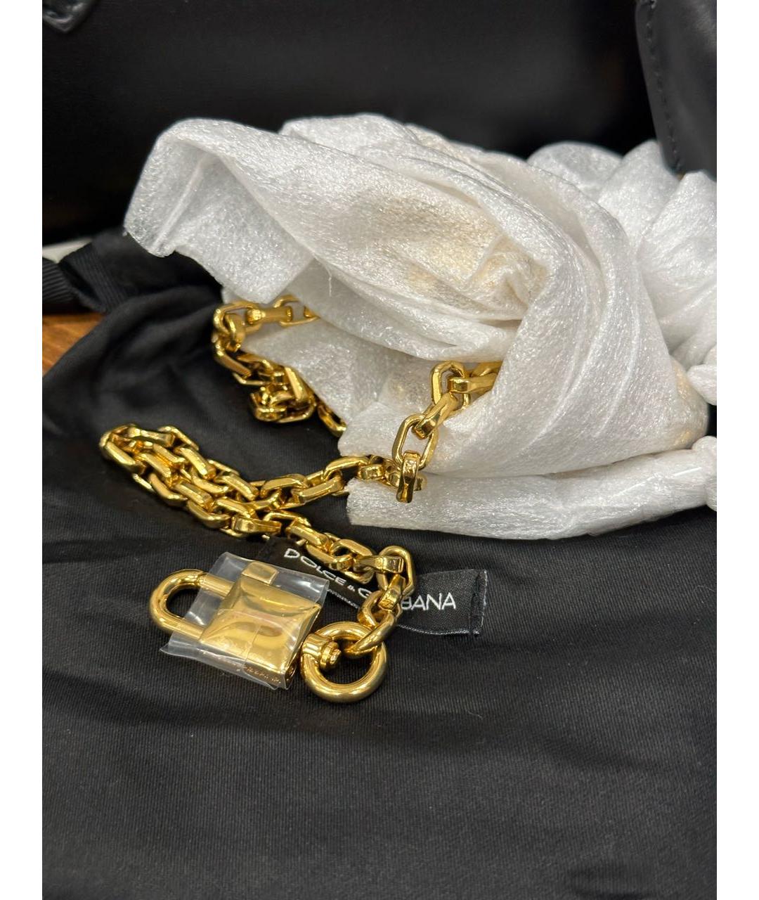 DOLCE&GABBANA Черная кожаная сумка тоут, фото 7