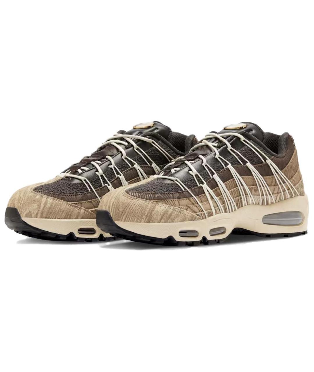 NIKE Коричневые кожаные низкие кроссовки / кеды, фото 3