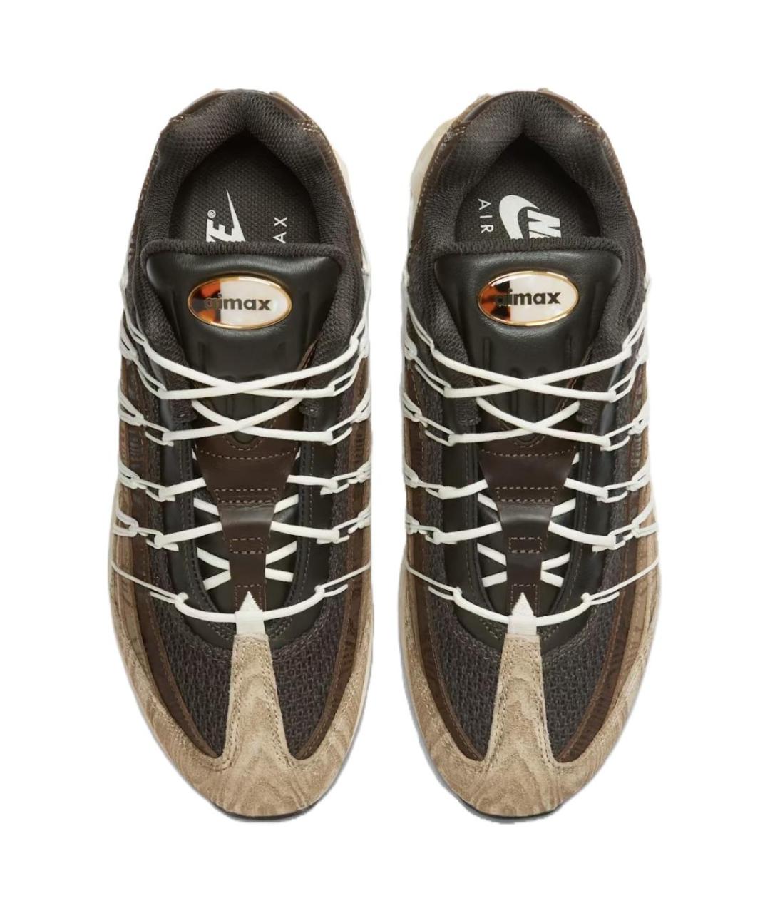 NIKE Коричневые кожаные низкие кроссовки / кеды, фото 4