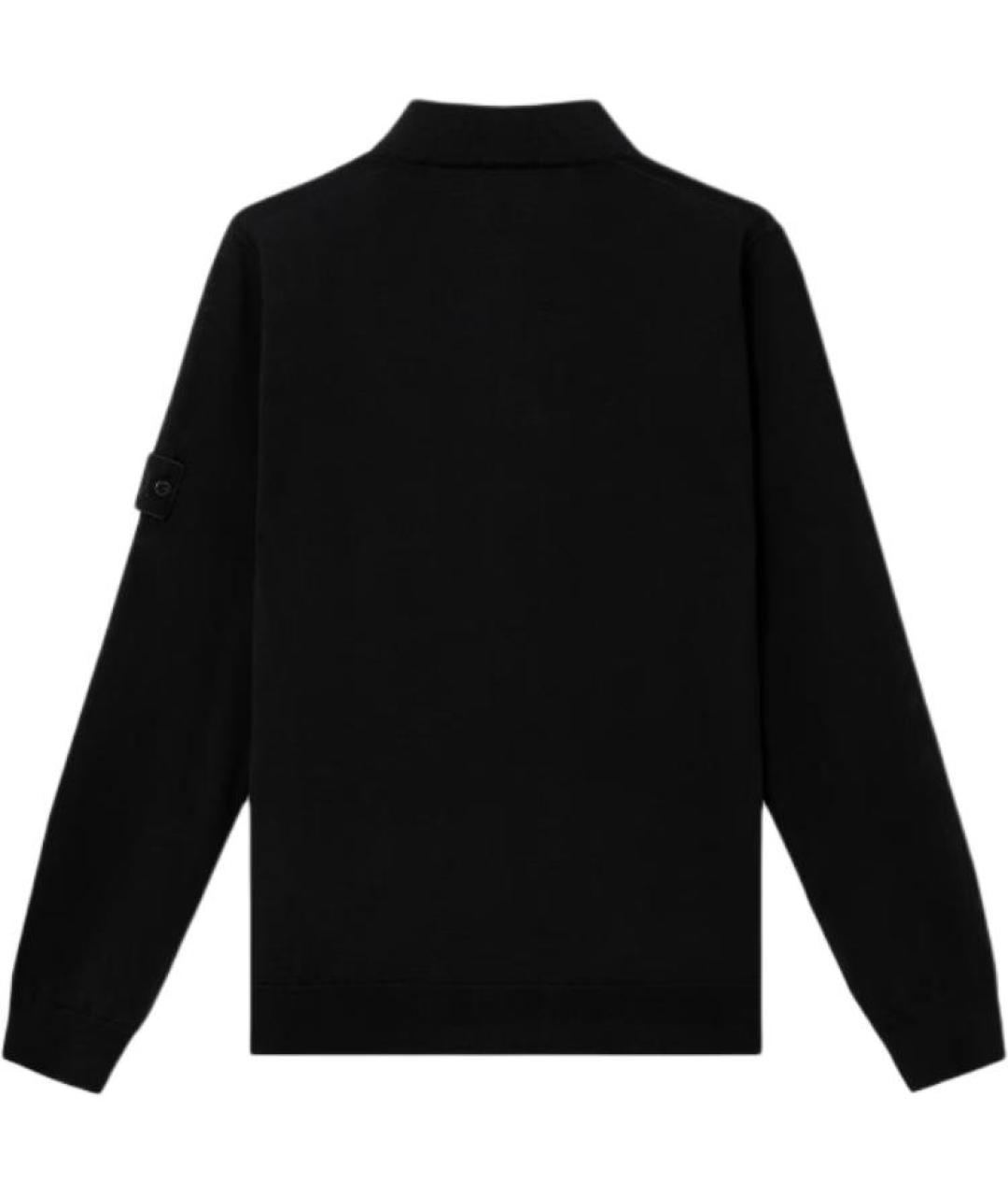 STONE ISLAND Черное поло с длинным рукавом, фото 2
