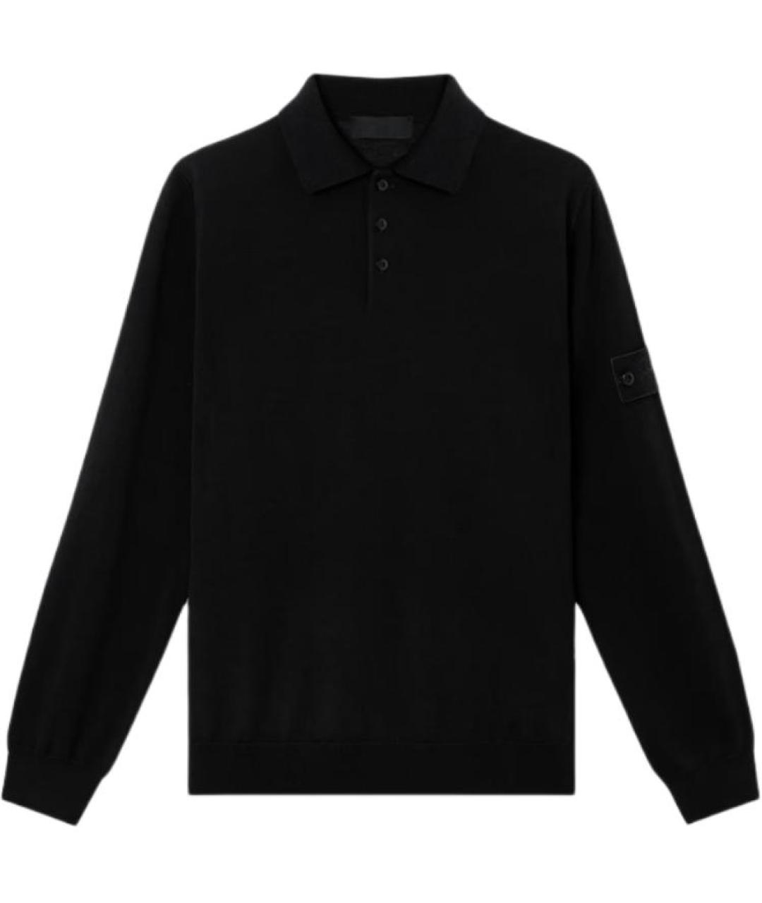 STONE ISLAND Черное поло с длинным рукавом, фото 1