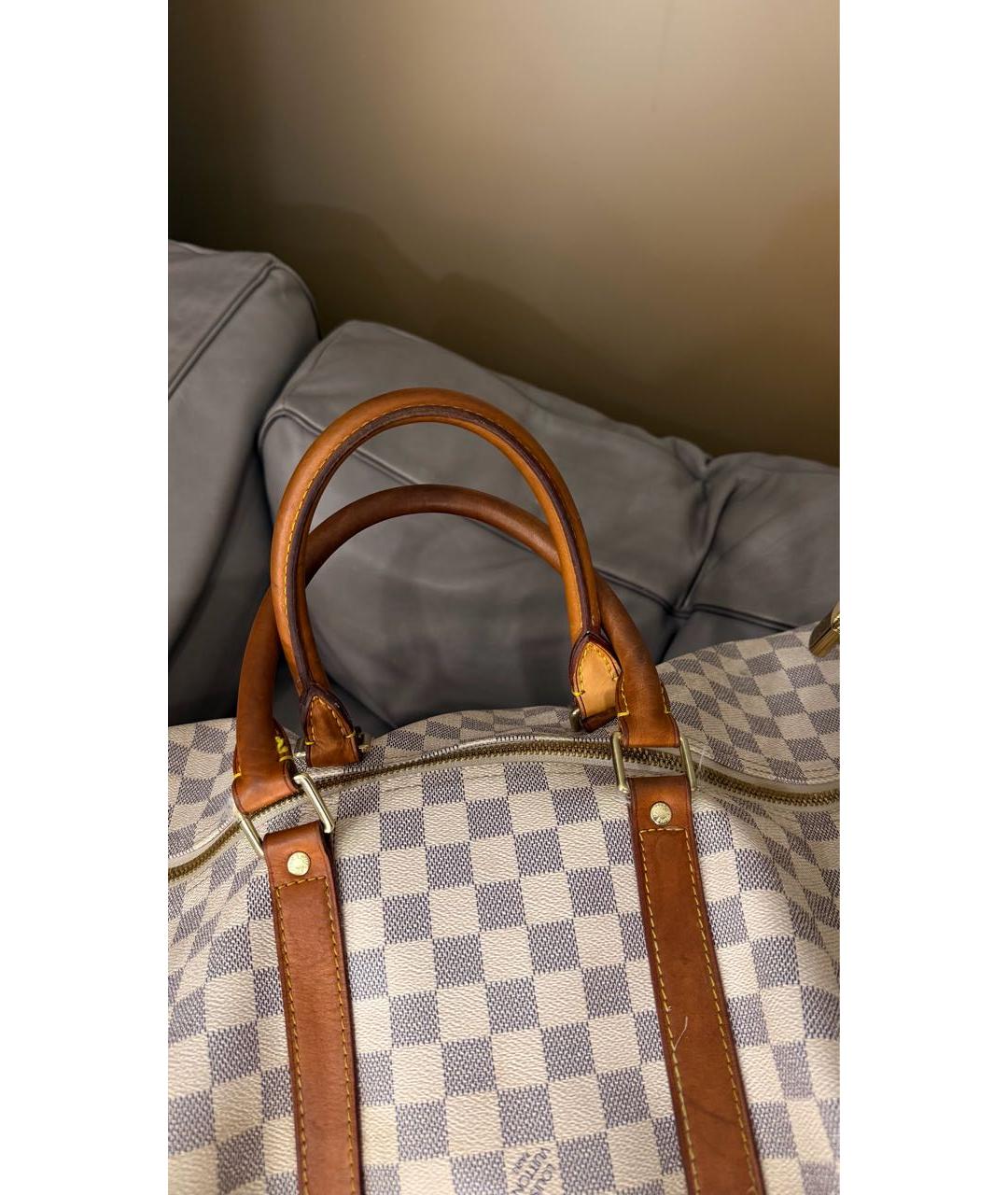 LOUIS VUITTON Белая кожаная дорожная/спортивная сумка, фото 5