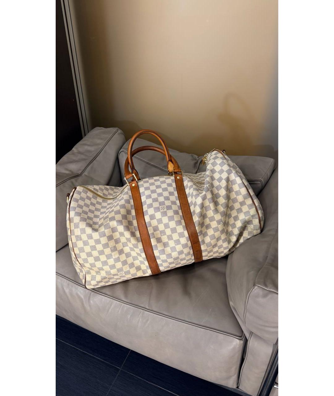 LOUIS VUITTON Белая кожаная дорожная/спортивная сумка, фото 7