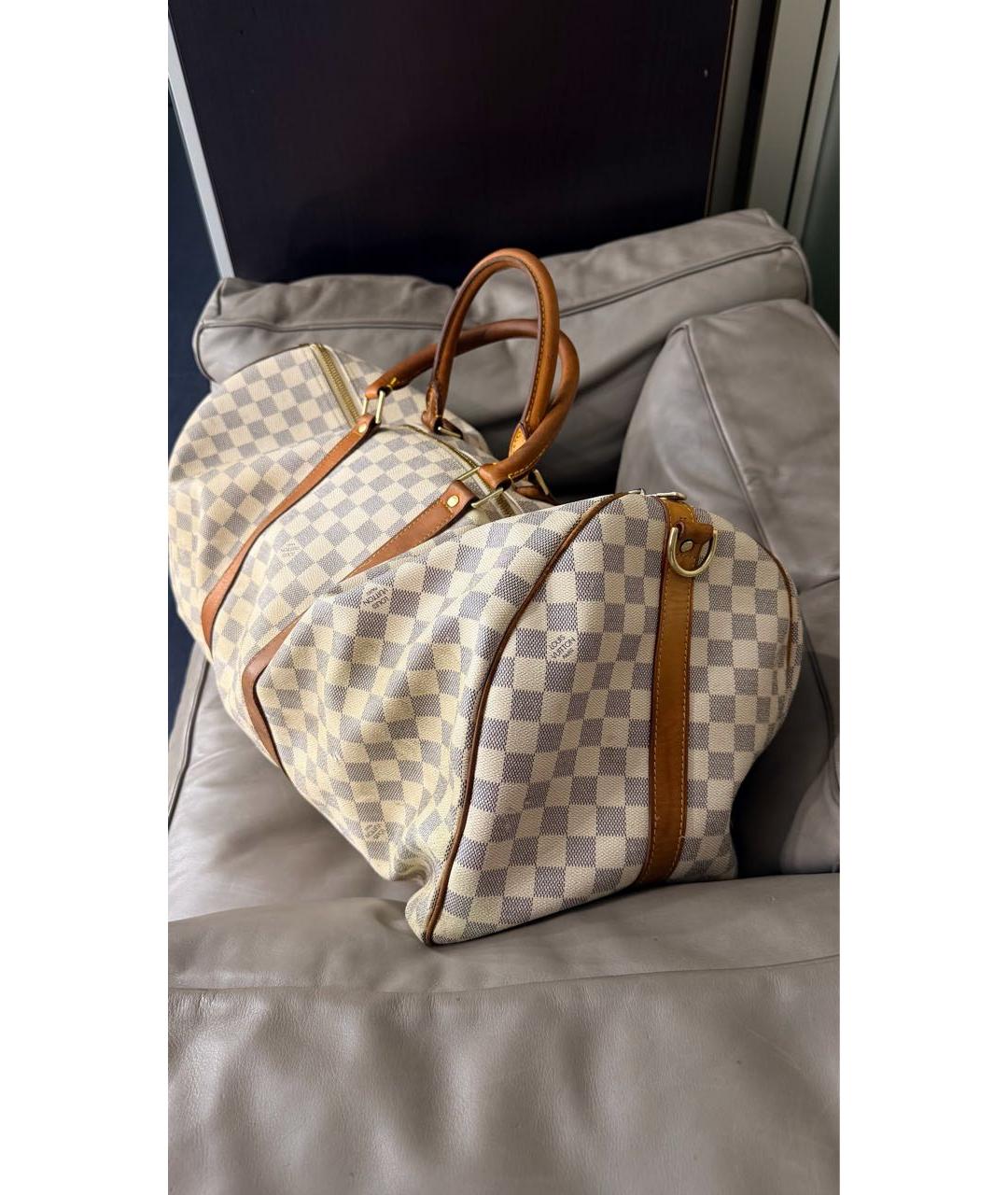 LOUIS VUITTON Белая кожаная дорожная/спортивная сумка, фото 2