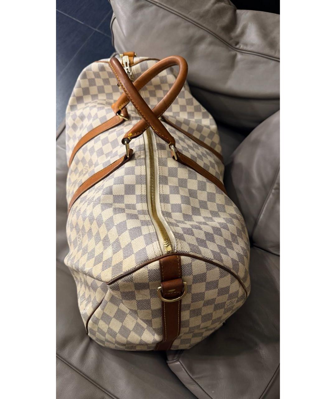 LOUIS VUITTON Белая кожаная дорожная/спортивная сумка, фото 3