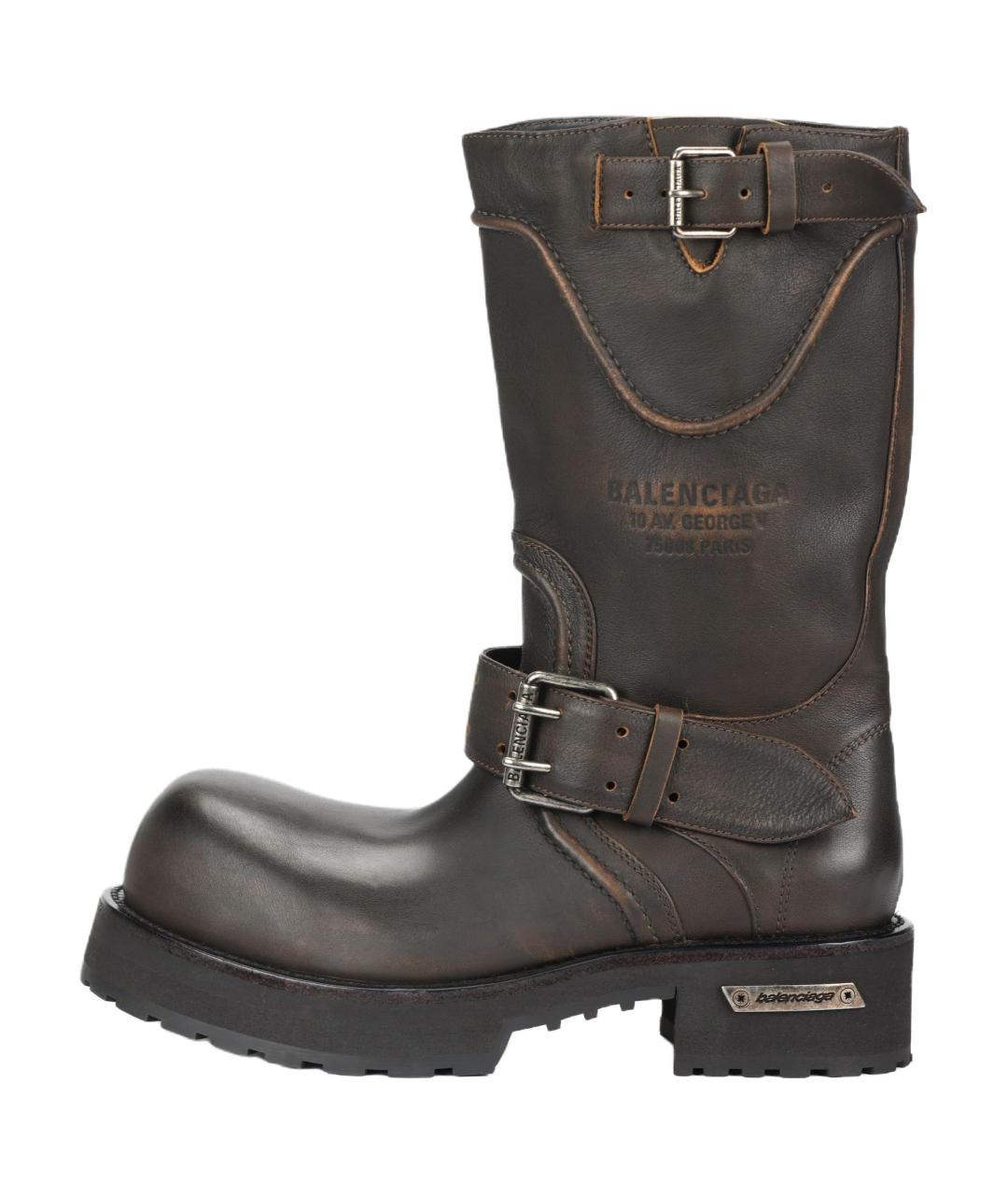 BALENCIAGA Коричневые кожаные высокие ботинки, фото 2