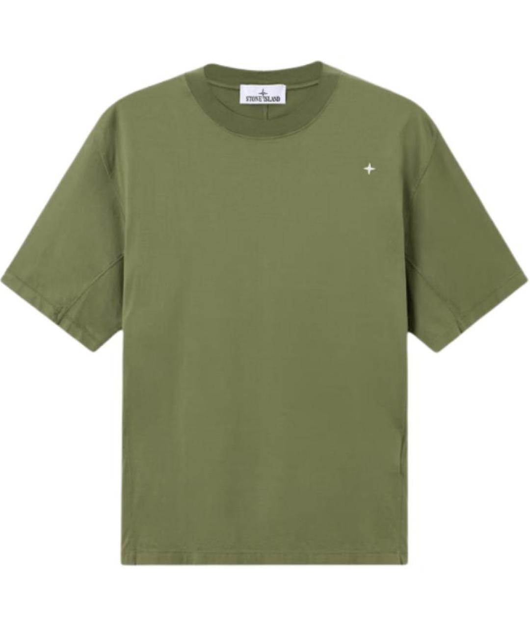 STONE ISLAND Зеленая хлопковая футболка, фото 1