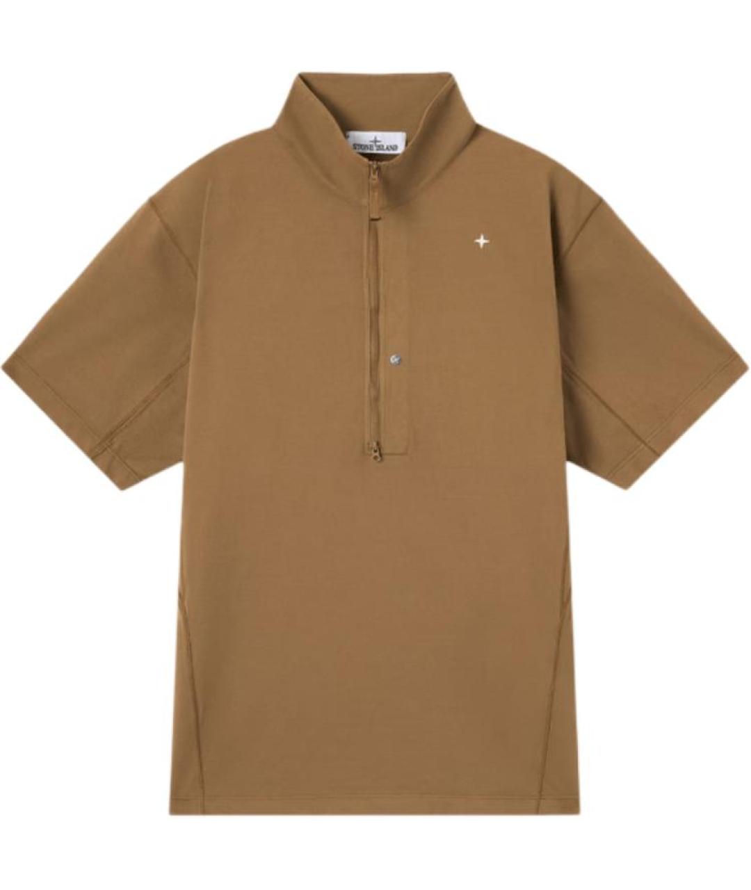 STONE ISLAND Бежевое поло с коротким рукавом, фото 1