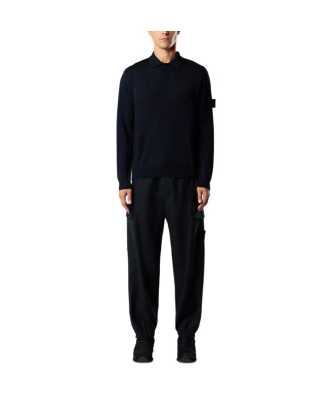 STONE ISLAND Темно-синее поло с длинным рукавом, фото 3