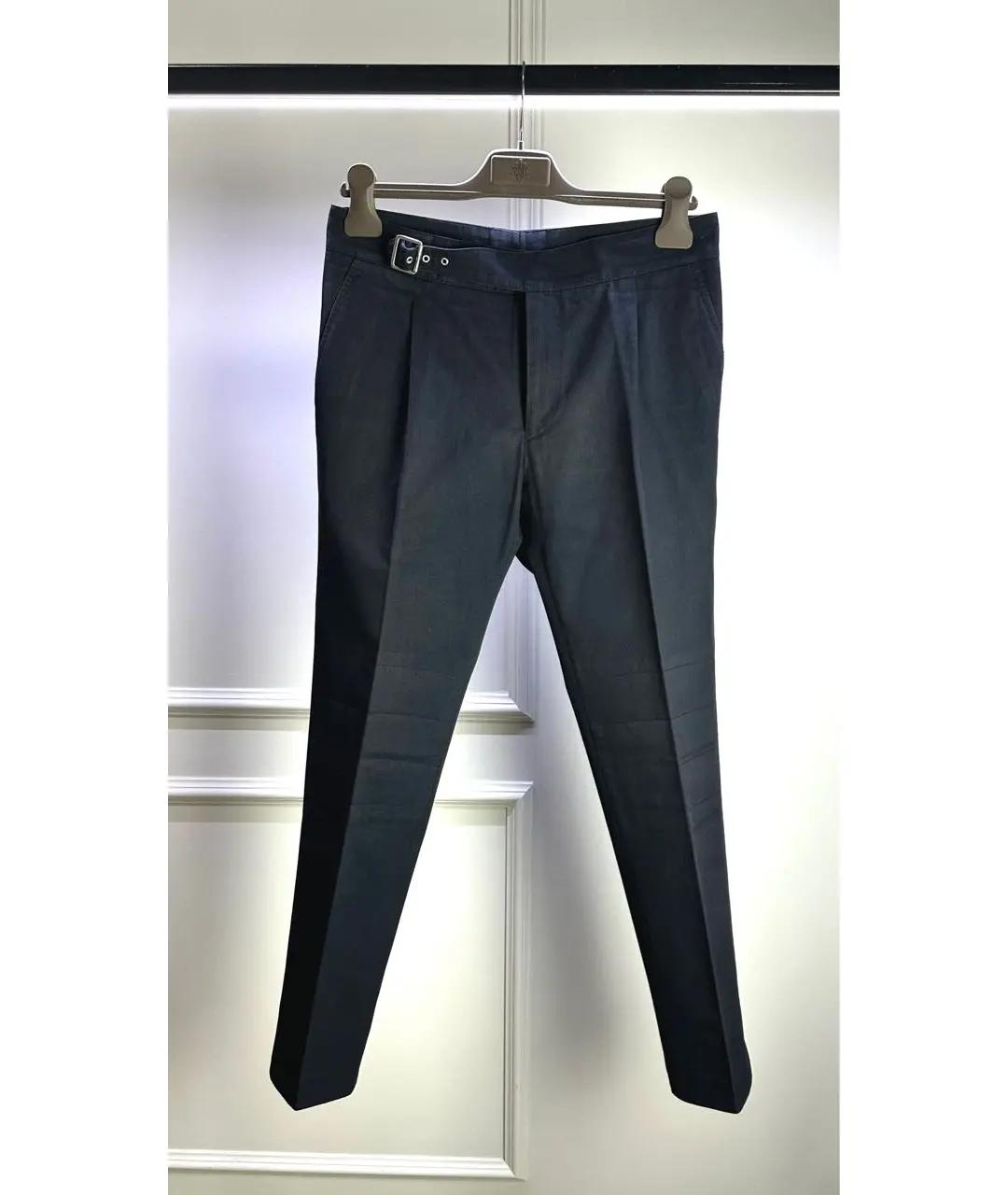 HERMES Темно-синие хлопковые брюки чинос, фото 2