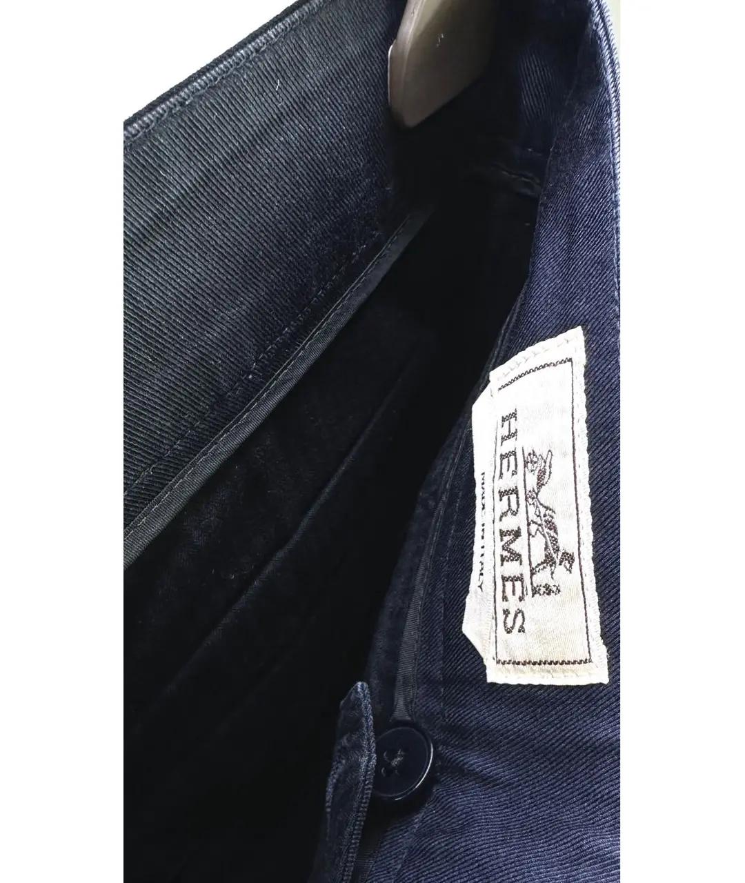 HERMES Темно-синие хлопковые брюки чинос, фото 3