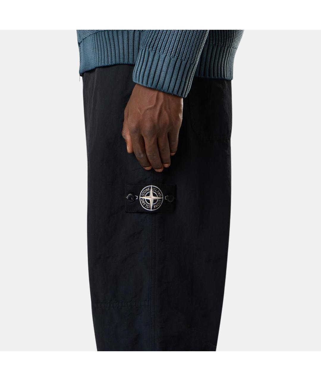 STONE ISLAND Черные прямые брюки, фото 5