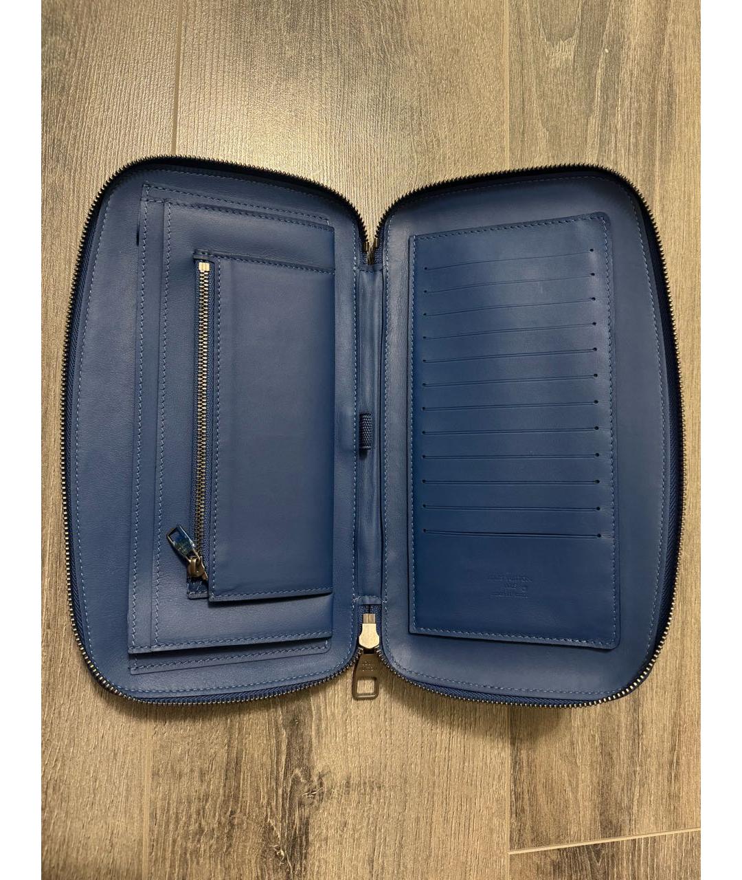 LOUIS VUITTON Синий кожаный кошелек, фото 7
