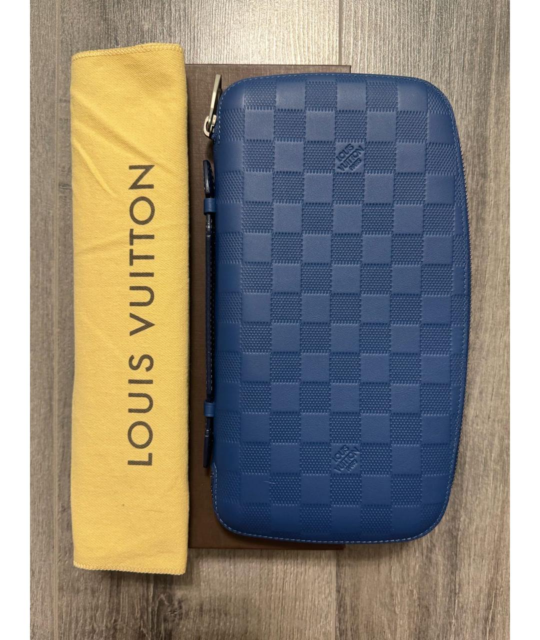 LOUIS VUITTON Синий кожаный кошелек, фото 9