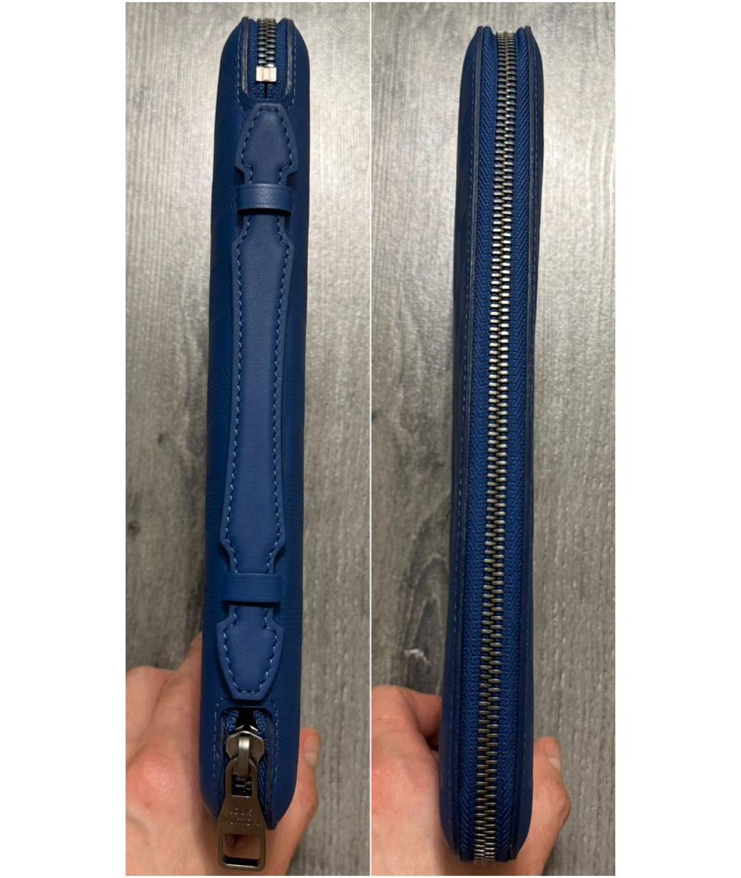 LOUIS VUITTON Синий кожаный кошелек, фото 3